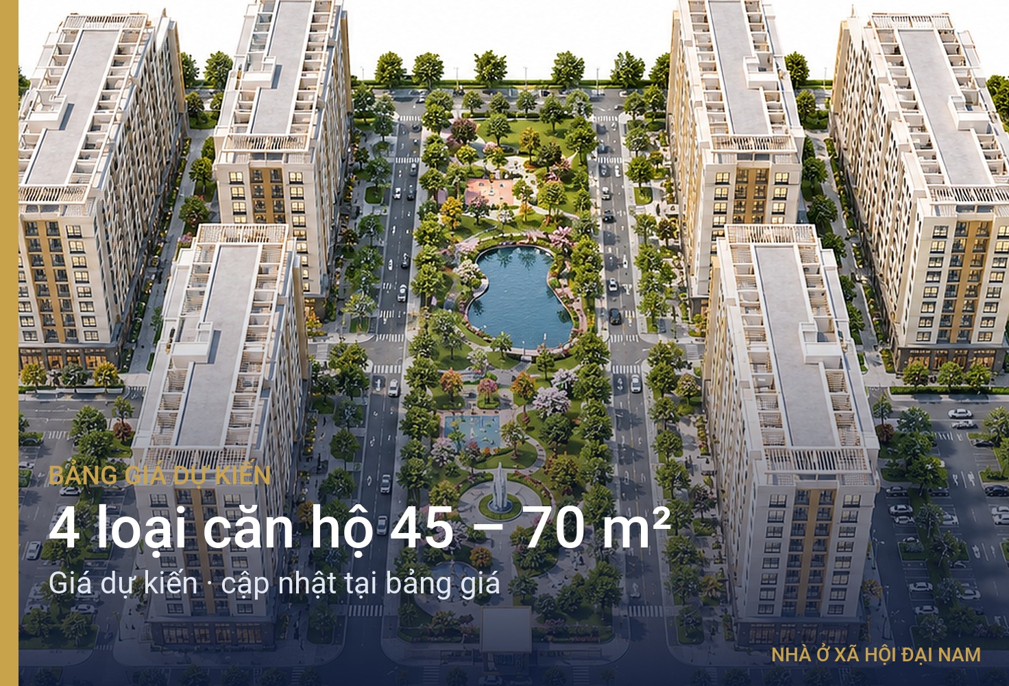 Bảng giá dự kiến 4 loại căn hộ